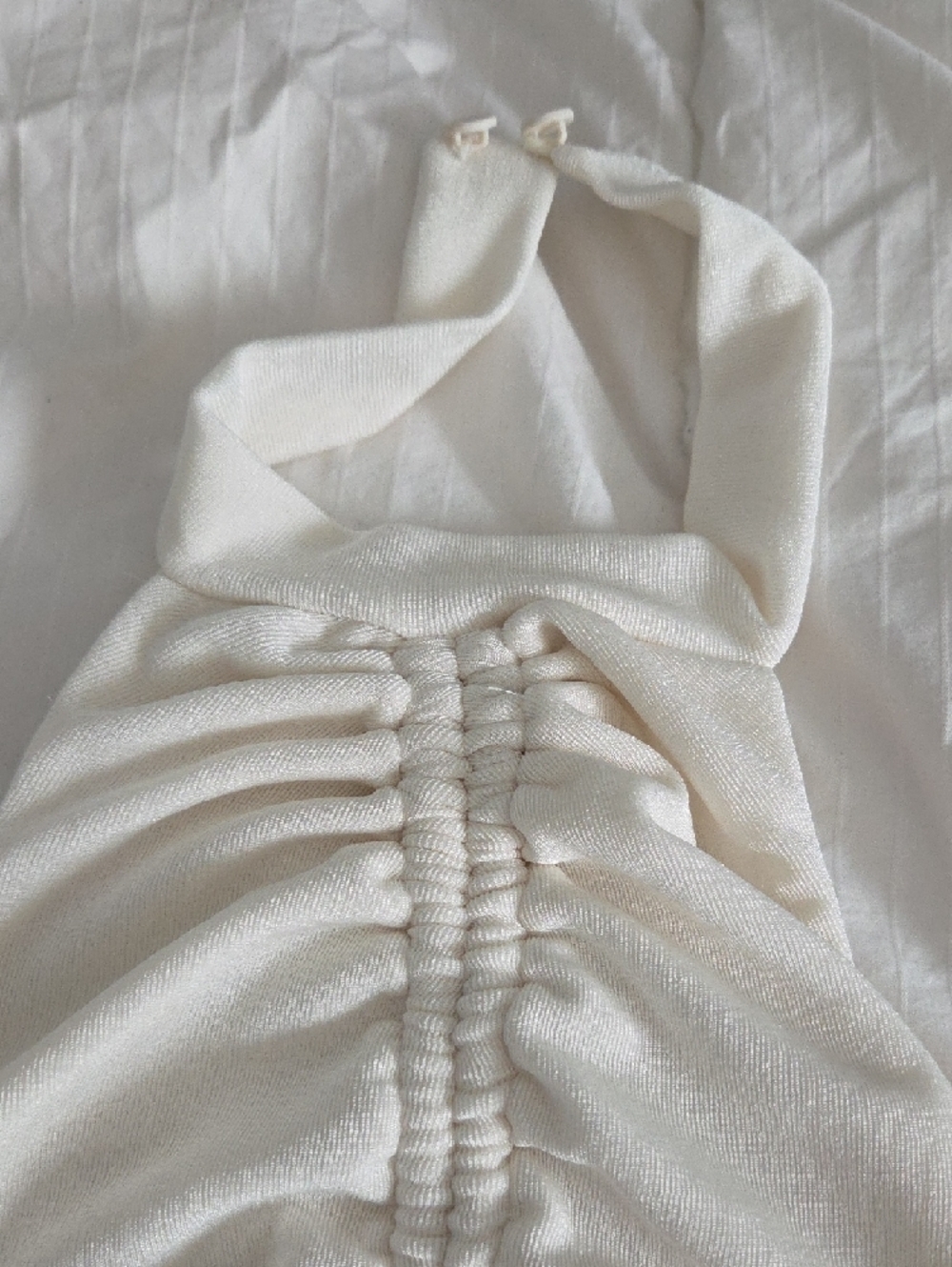 Express Cream Ruched Halter Tank - Picture 3 of 4